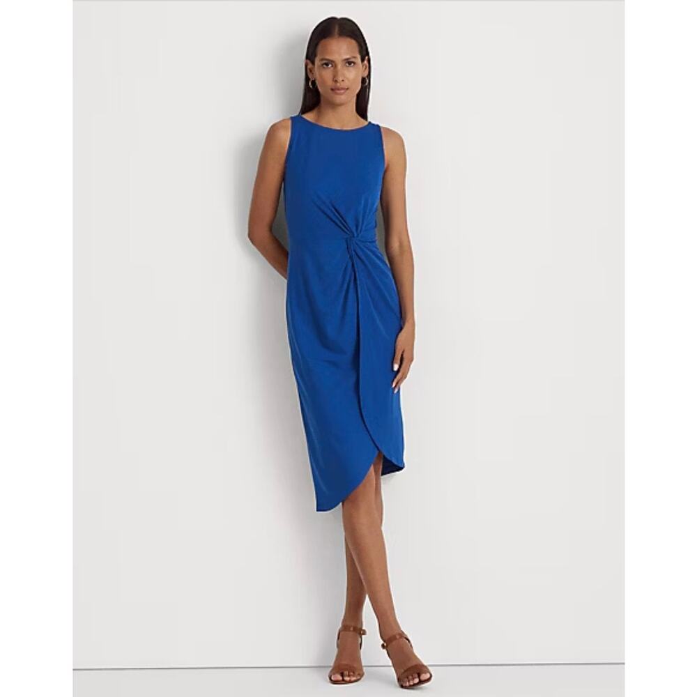 Lauren Ralph Lauren Women's Twist Front Jersey Dress Size 10 Blue Dressy